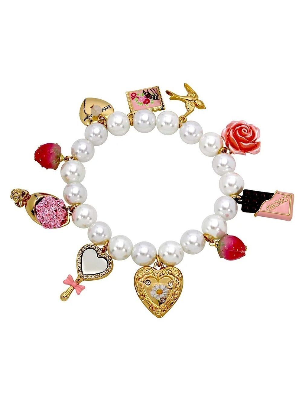 Betsey Johnson Sweetheart Charm Stretch Bracelet New